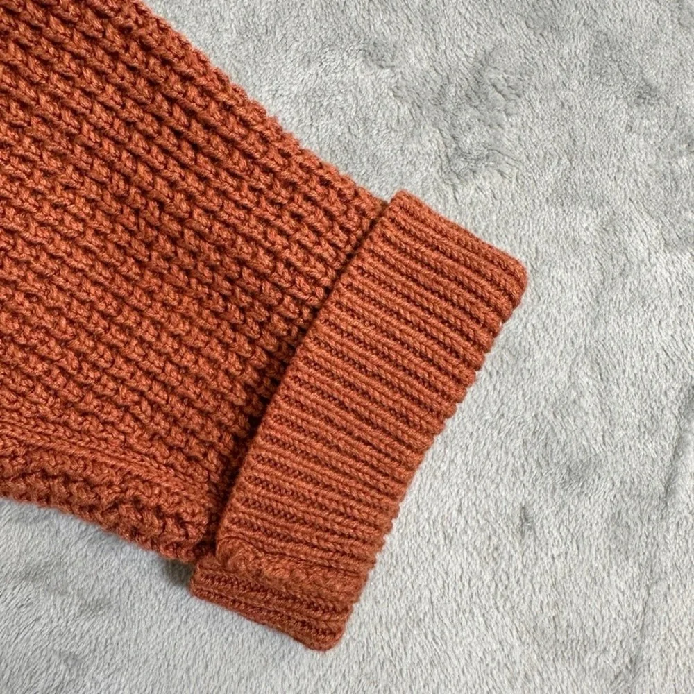 LL Bean Organic Cotton Waffle Knit Sweater XL-Tall Burnt Orange 515580